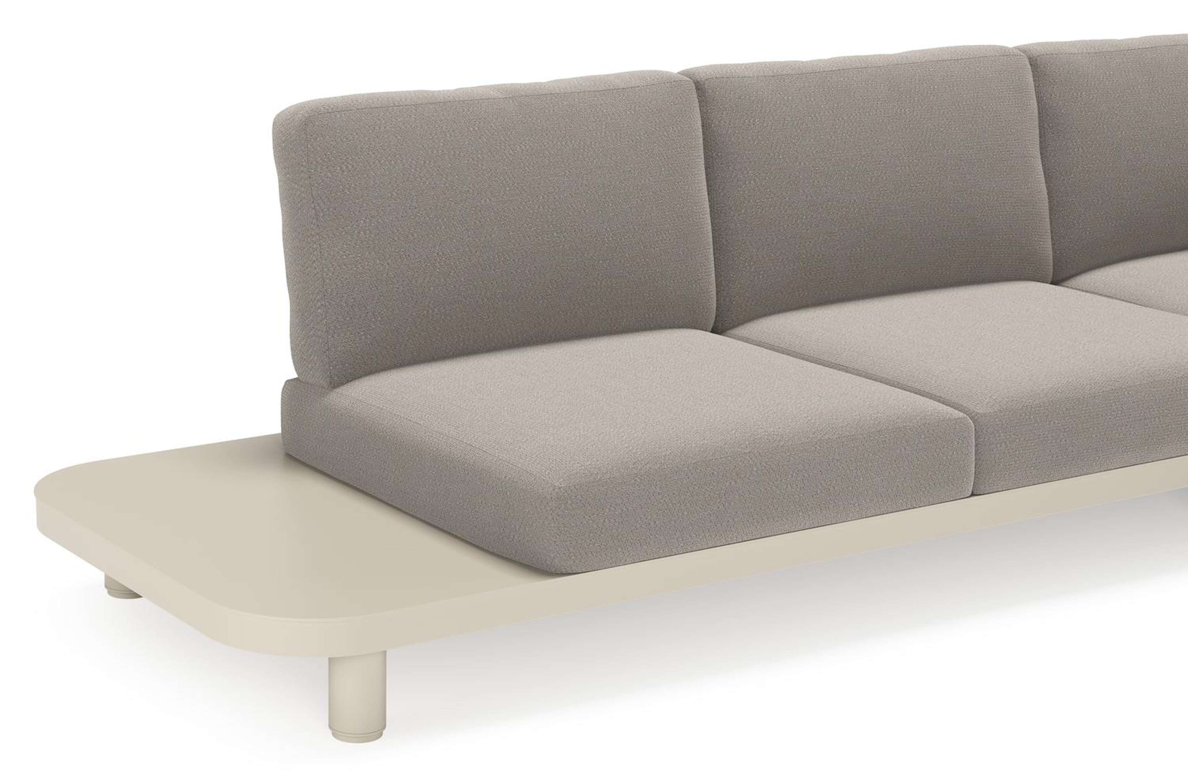 Salon de jardin d'angle Donato en aluminium beige et coussins en all weather sunbrella® luxe lopi silver