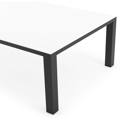 Nano XL tuintafel rechthoekig in zwart aluminium en volkeramiek Arctic White - L 240 x B 148 x H 75 cm