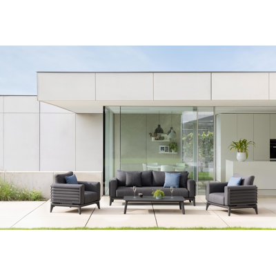 Mosa loungeset in zwart aluminium met natte sooty all weather sunbrella® premium kussens