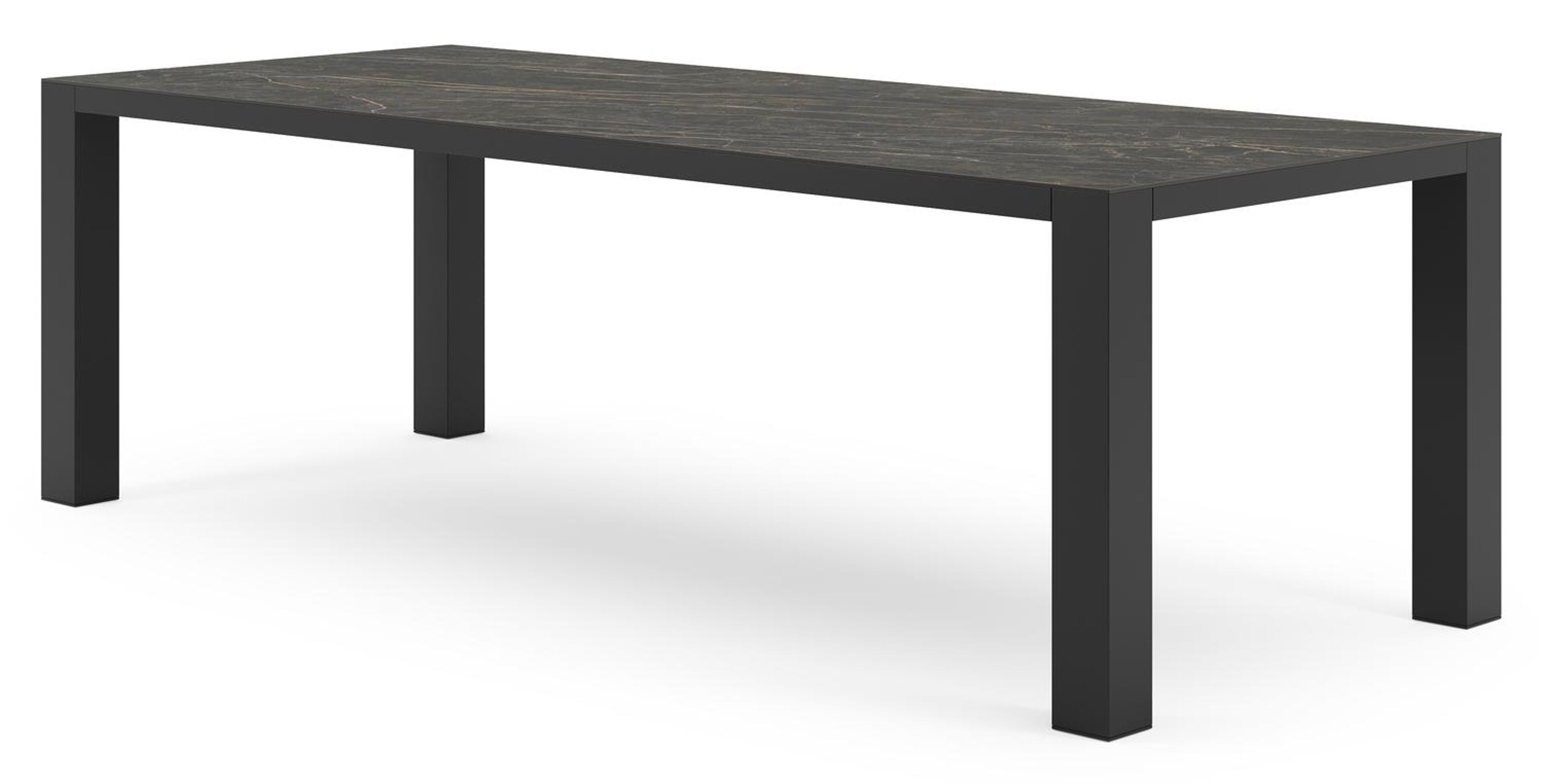 Nano tuintafel rechthoekig in zwart aluminium en volkeramiek black obsession - L 240 x B 100 x H 75 cm