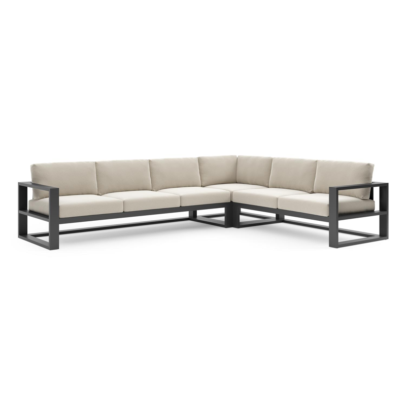 Verato loungehoek in zwart aluminium met lopi marble all weather sunbrella® luxe kussen