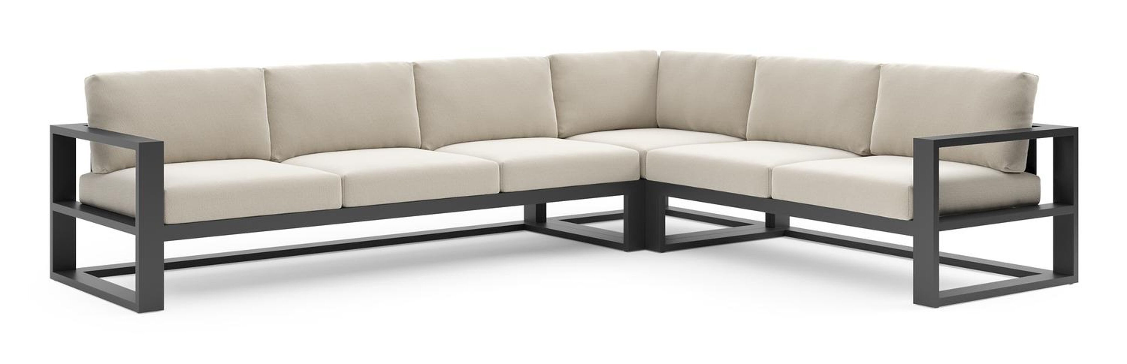 Verato loungehoek in zwart aluminium met lopi marble all weather sunbrella® luxe kussen