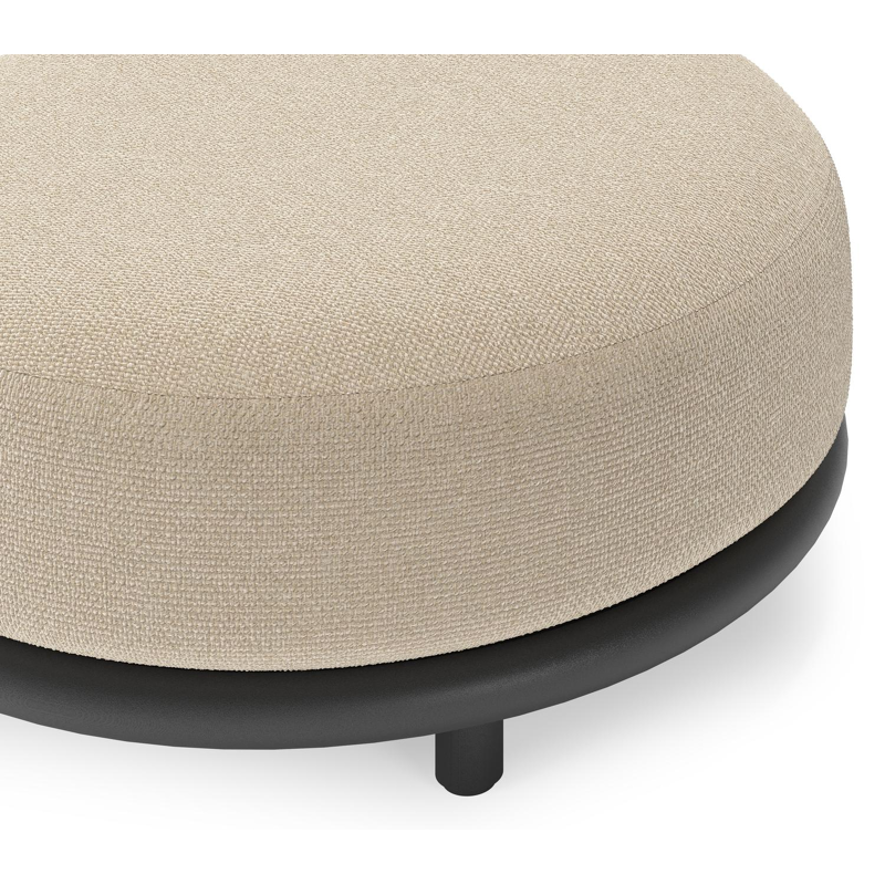 Lomano poef in zwart aluminium en beige verticaal geweven luxe vlakke rope met Althea Chalk all weather cosytica