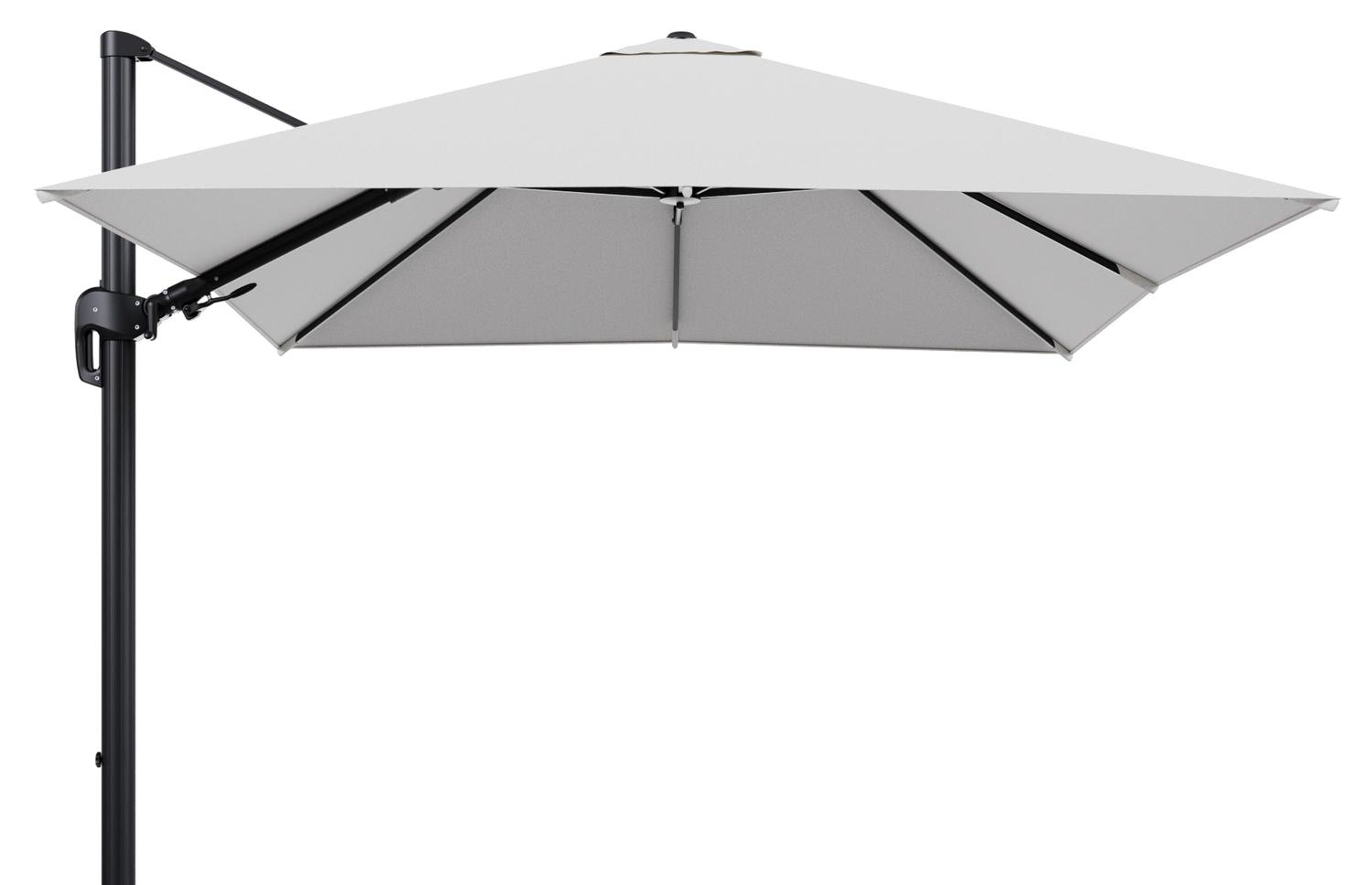 Rufina zweefparasol tiltfunctie in zwart aluminium en parasoldoek in All Weather Solica Ego Birch  - L1 300 x L2 300 cm (zonder voet) (zonder voet)