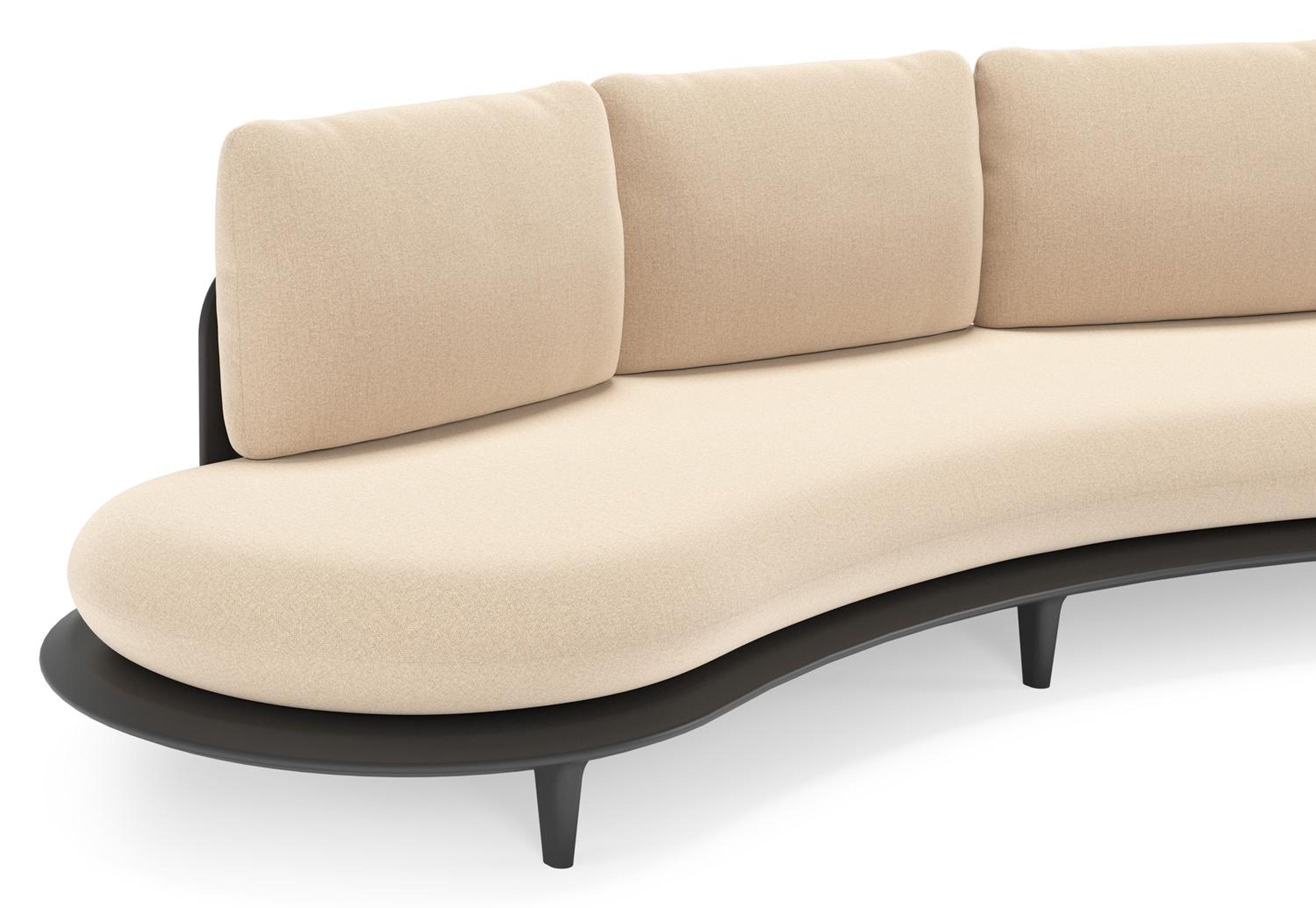 Salon de jardin Bomero en aluminium noir et coussins en all weather sunbrella® luxe natte heather beige