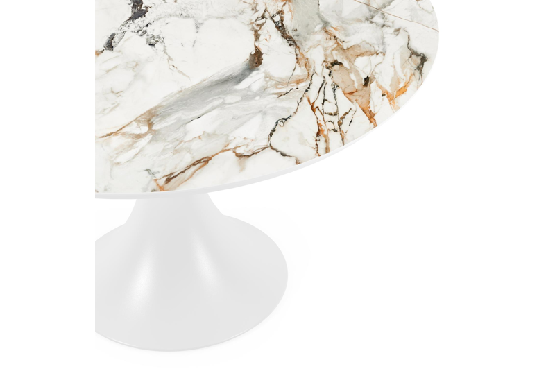 Fano tuintafel in wit aluminium en volkeramiek calacatta luxe - Dia. 130 x H 75 cm