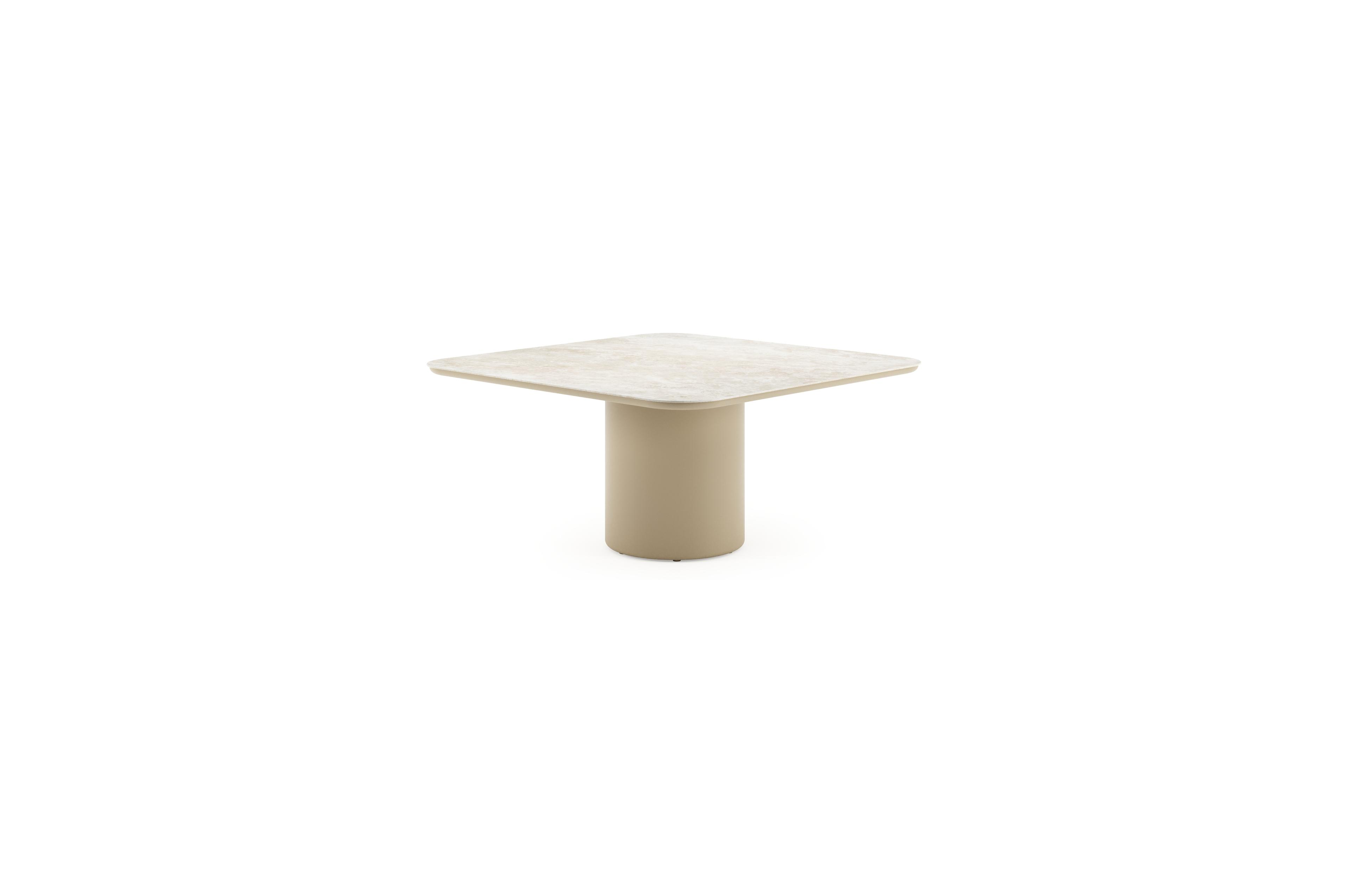 Amico tuintafel afgerond vierkant in beige aluminium en volkeramiek Rapolano - L 148 x B 148 x H 73.5 cm