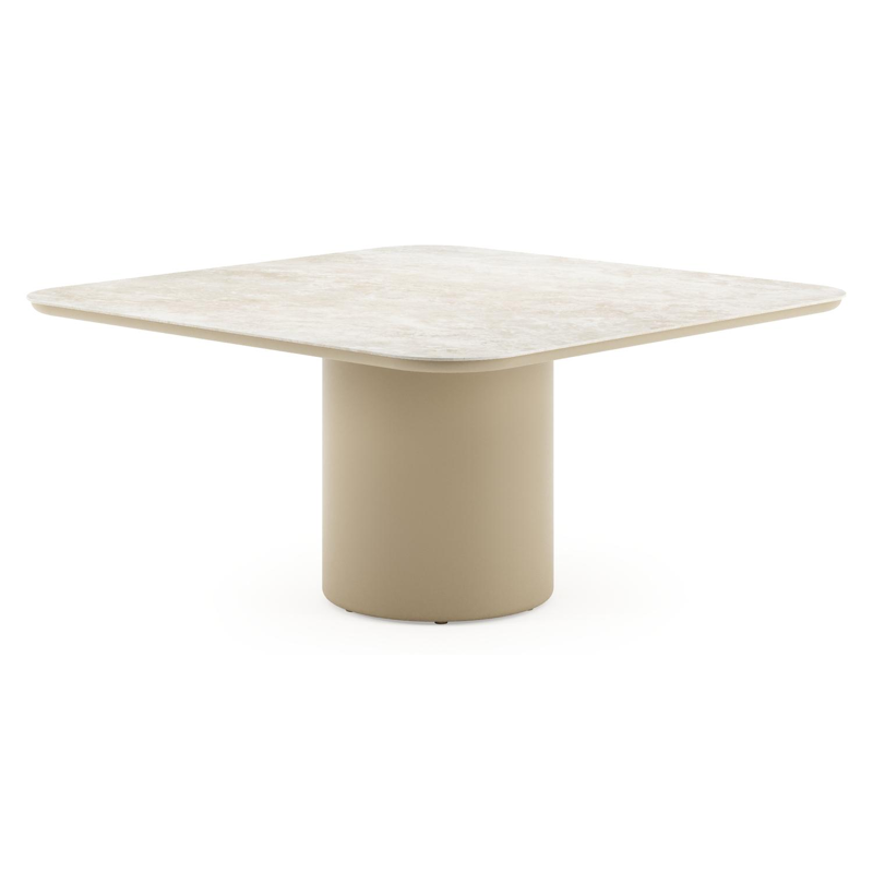 Amico tuintafel afgerond vierkant in beige aluminium en volkeramiek Rapolano - L 148 x B 148 x H 73.5 cm