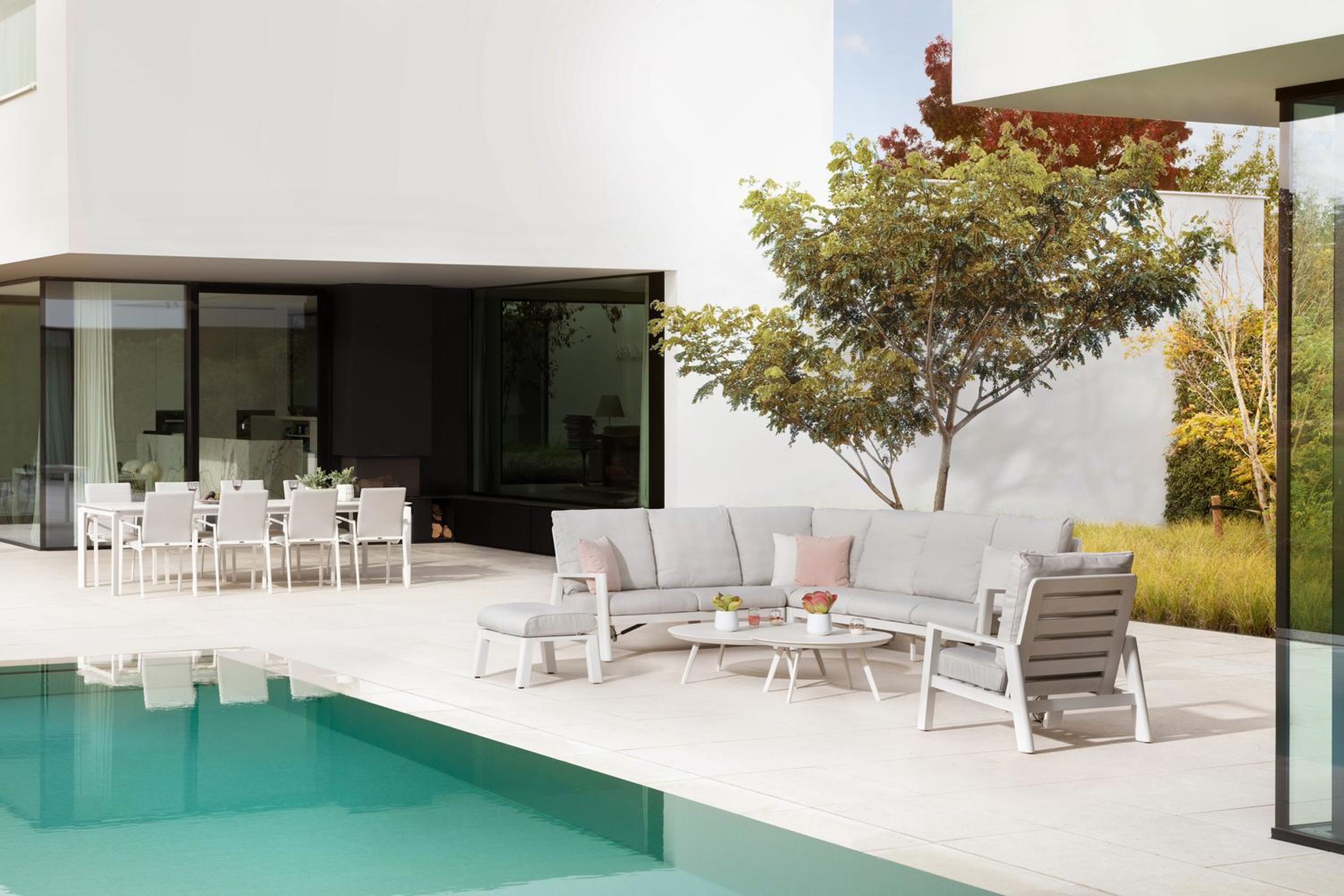Cirello lounge 1-zit in wit aluminium