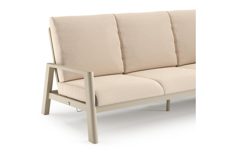 Cirello loungebank in beige aluminium met heritage papyrus all weather sunbrella® luxe kussen
