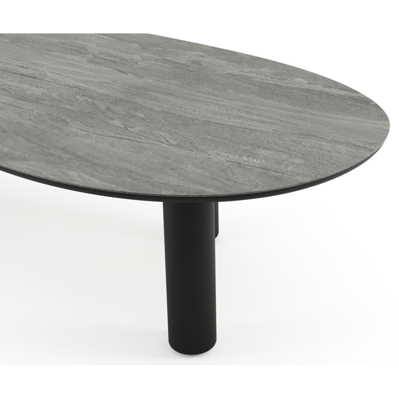 Amico tuintafel organisch in zwart aluminium en volkeramiek Aspen Grey - L 320 x B 145 x H 73.5 cm