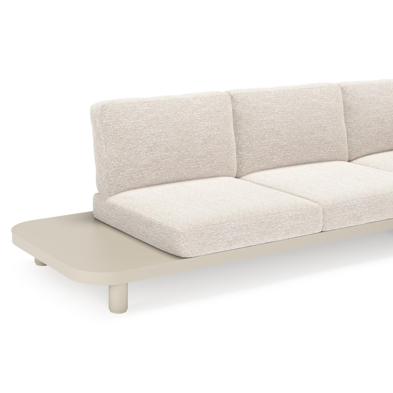 Salon de jardin d'angle Donato en aluminium beige et coussins en all weather sunbrella® luxe tundra sand