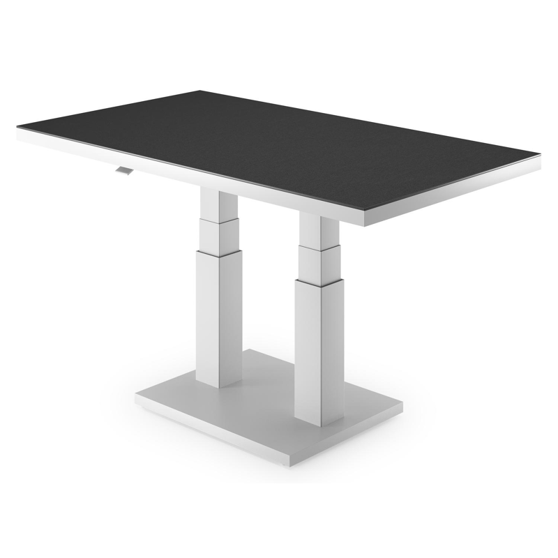 Cirello pop-up loungetafel rechthoekig in wit aluminium en volkeramiek Nero Black - L 140 x B 80 x H 71 cm