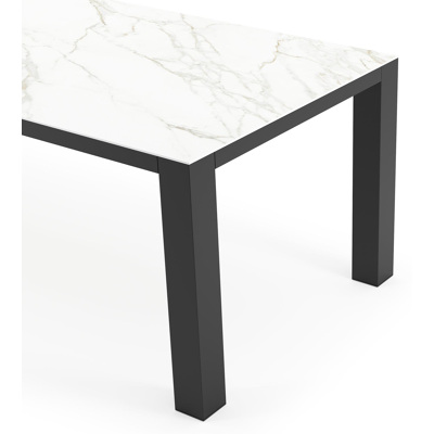Nano tuintafel rechthoekig in zwart aluminium en volkeramiek Calacatta - L 240 x B 100 x H 75 cm