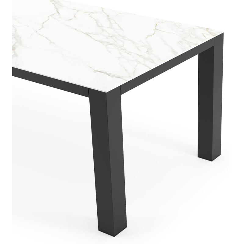 Nano tuintafel rechthoekig in zwart aluminium en volkeramiek Calacatta - L 240 x B 100 x H 75 cm