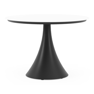 Fano tuintafel rond in zwart aluminium en volkeramiek Arctic White - Dia. 110 x H 75 cm