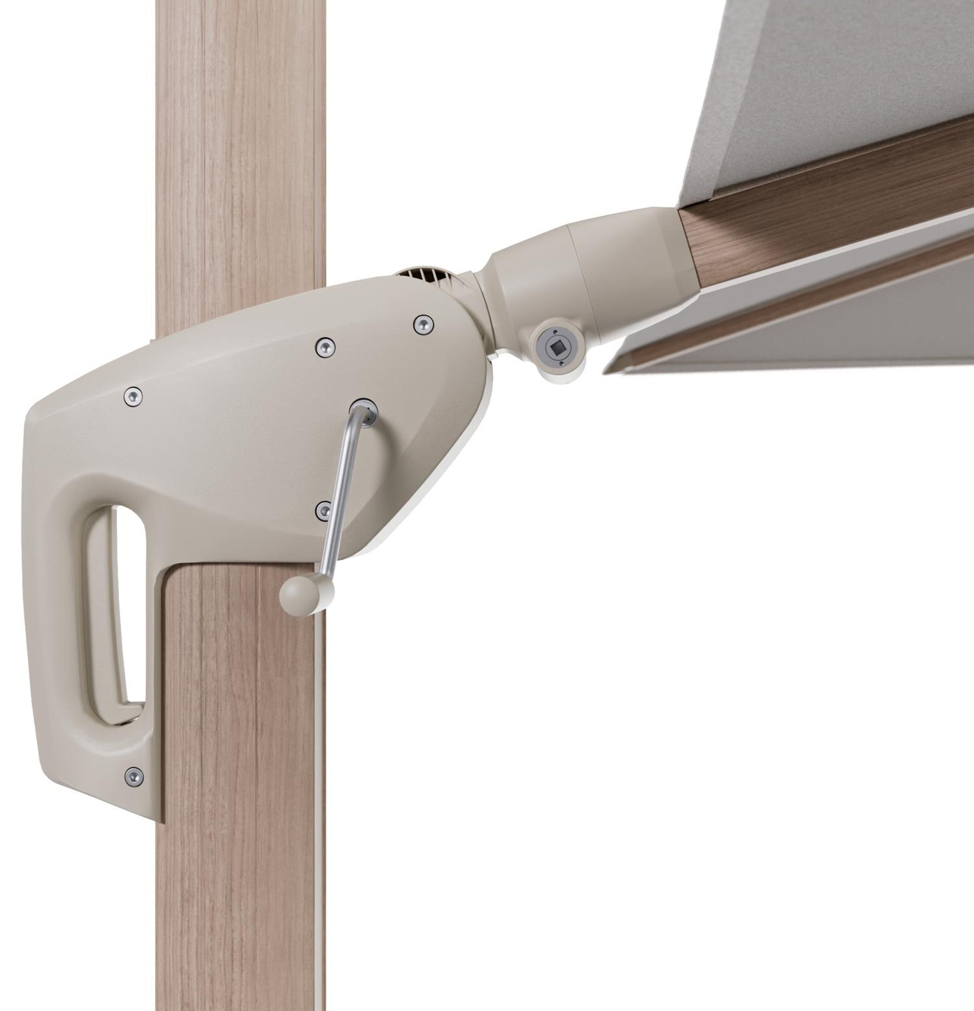 Parasol pendant Minore avec fonction tilt en aluminium aspect de bois et toile de parasol All Weather Solica Soul Optik - Lg.1 280 Lg.2 370 cm (sans pied de parasol)