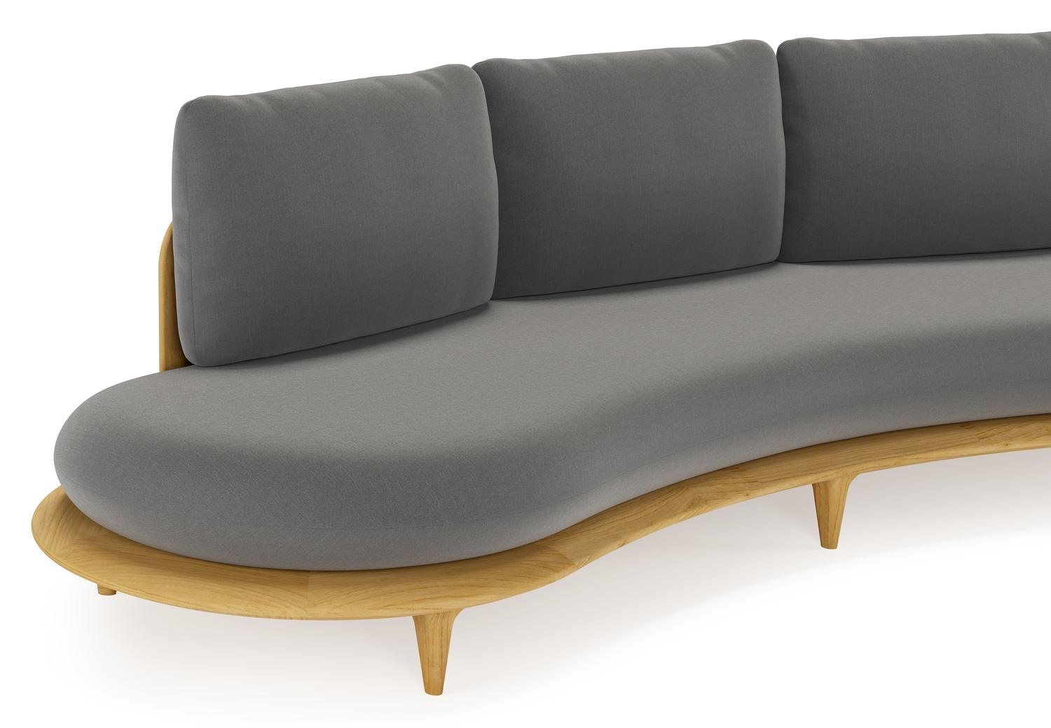 Bomero loungebank in teak met natte charcoal chine all weather sunbrella® luxe kussen