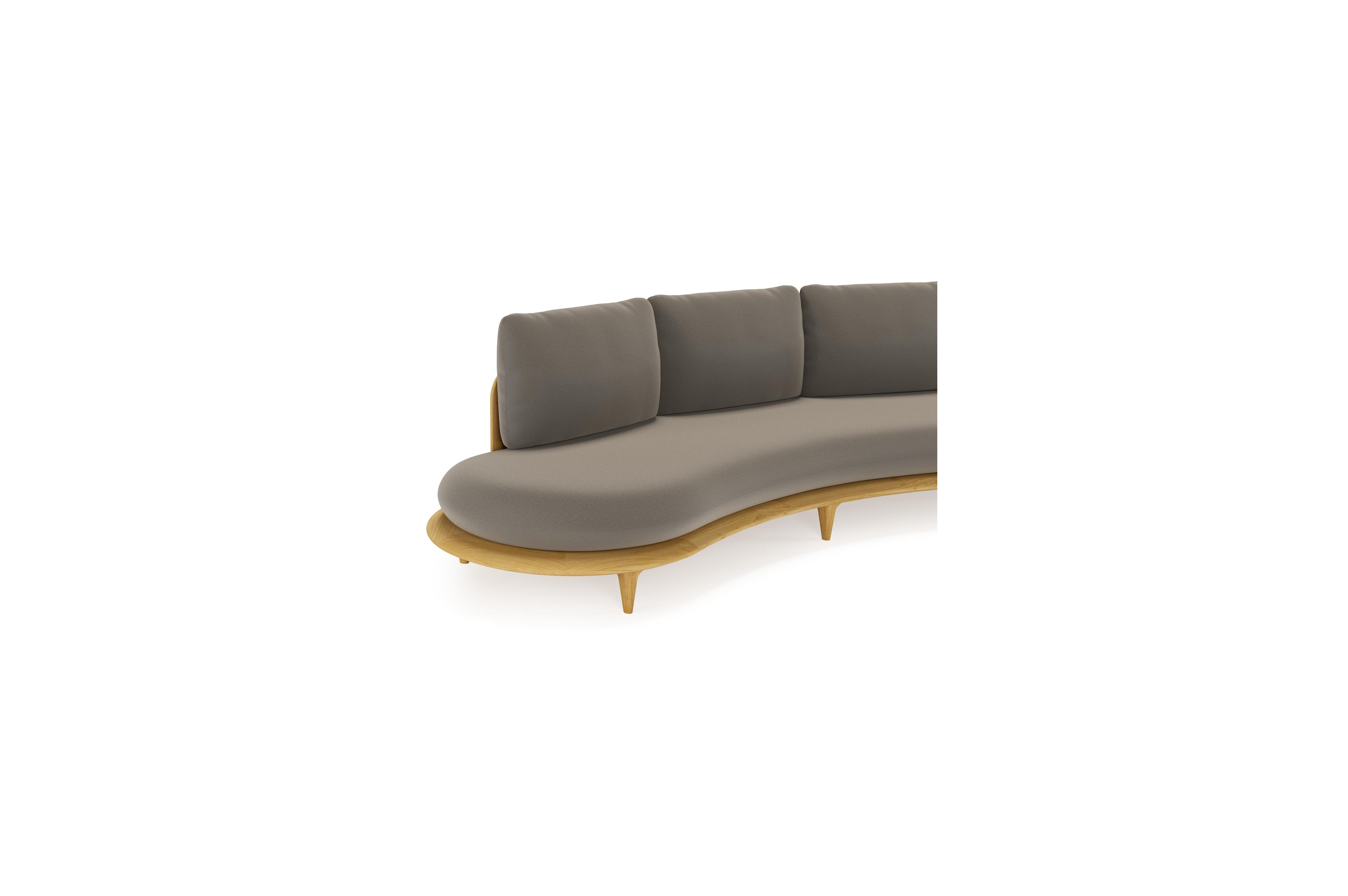 Salon de jardin Bomero en teck et coussins en all weather sunbrella® luxe natte carbon beige