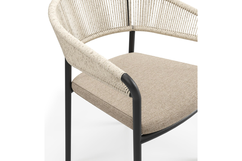 Feltro rechthoekige tuinset in zwart aluminium en teak natural finish met 4 Zamora tuinstoelen