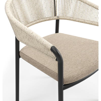 Feltro rechthoekige tuinset in zwart aluminium en teak natural finish met 4 Zamora tuinstoelen