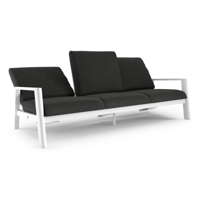 Canapé de jardin Cirello en aluminium blanc et coussins en all weather sunbrella® luxe chartres sooty