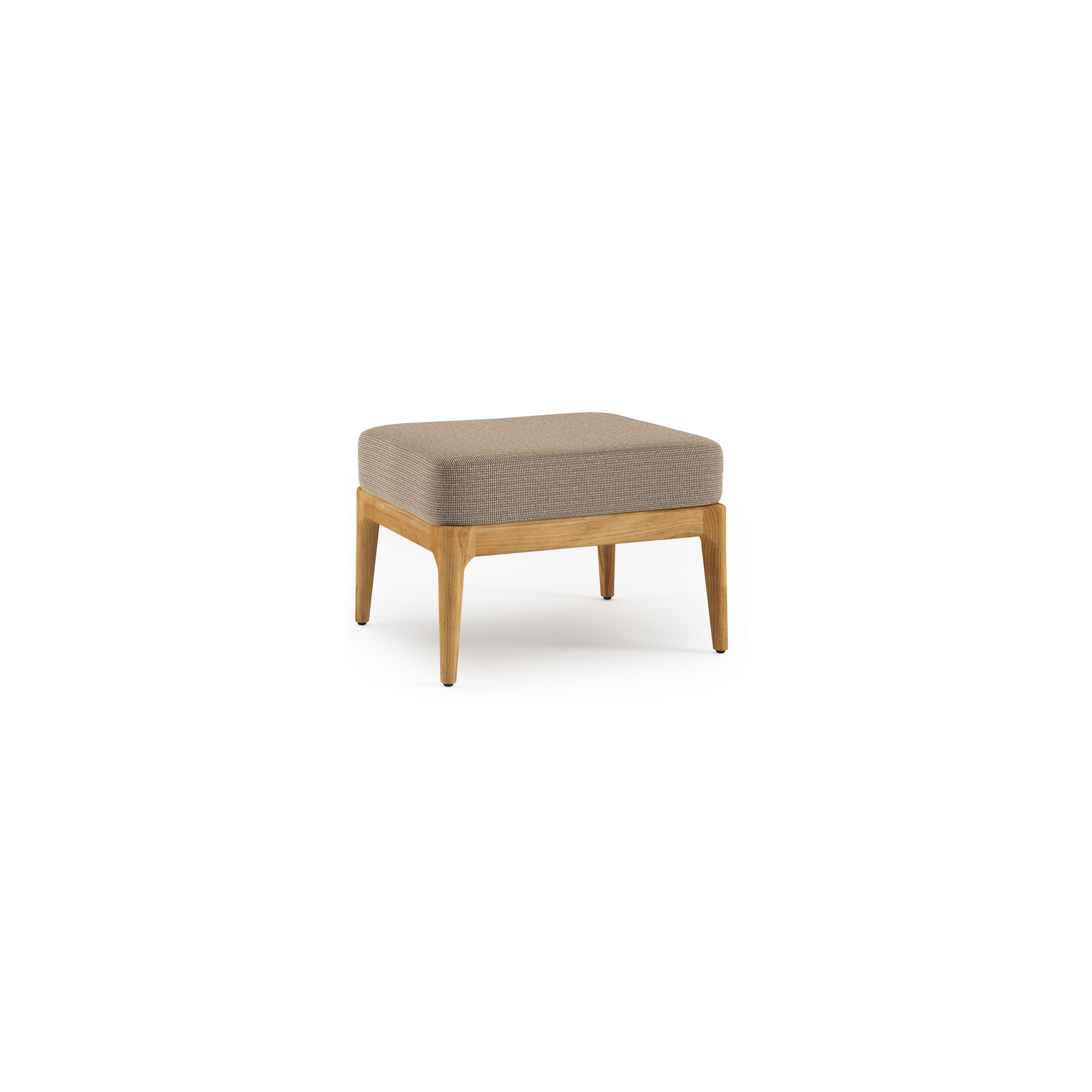 Orso poef in teak met Firenze Earth all weather solica kussen