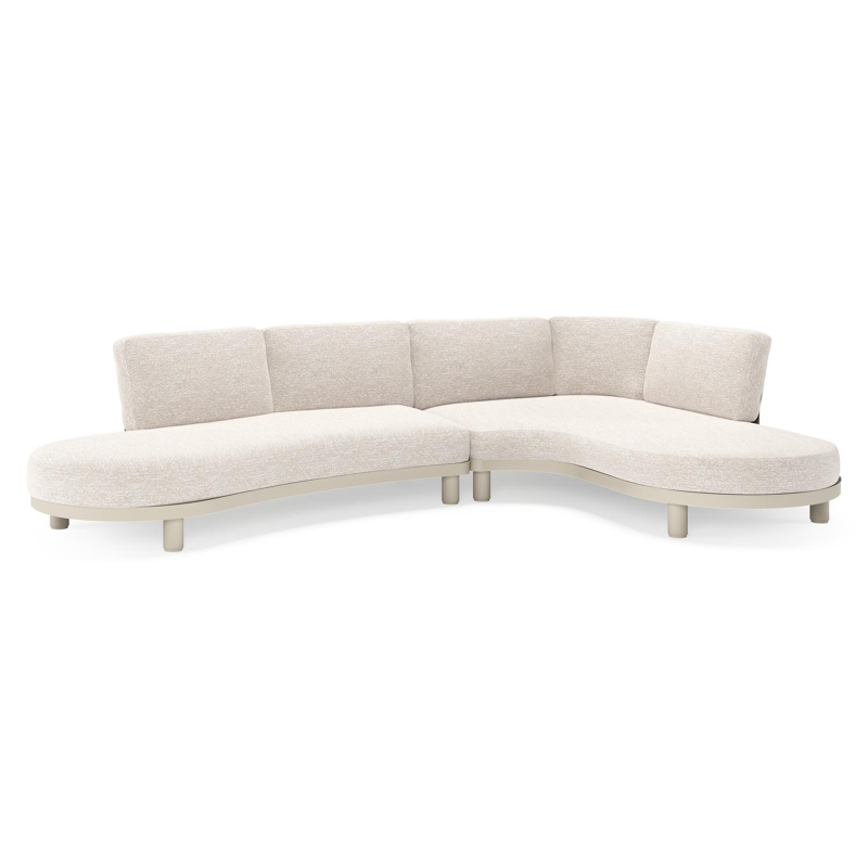 Donato loungehoek in beige aluminium met all weather sunbrella® luxe Tundra Sand kussen