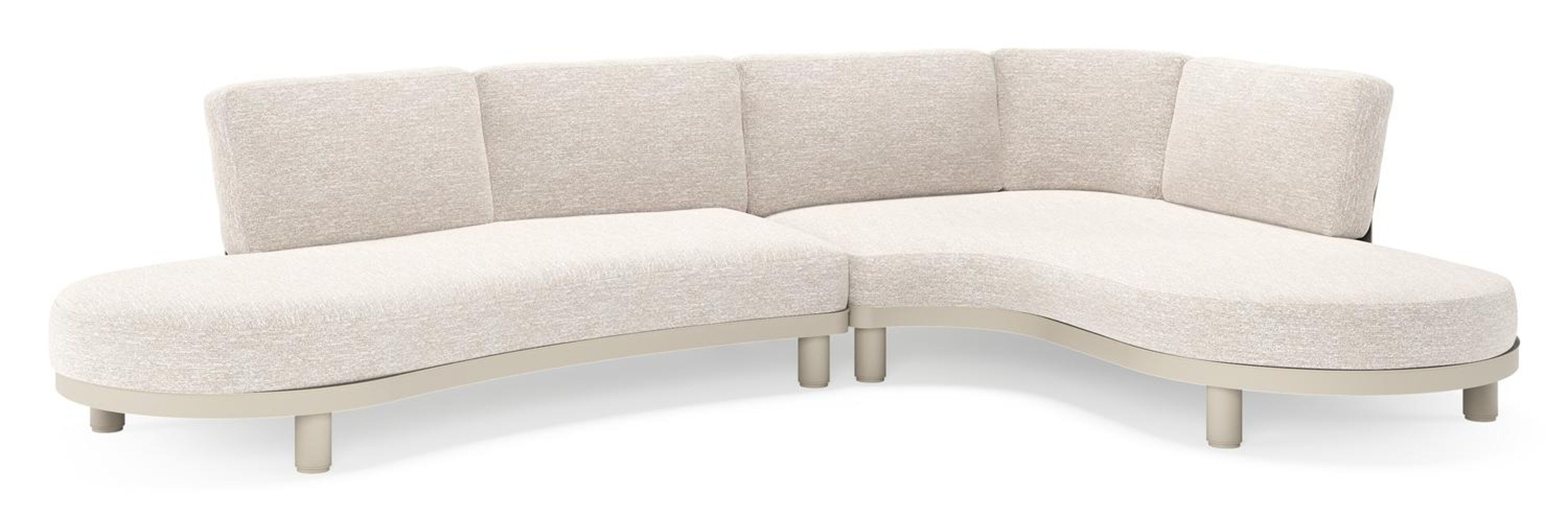 Donato loungehoek in beige aluminium met all weather sunbrella® luxe Tundra Sand kussen