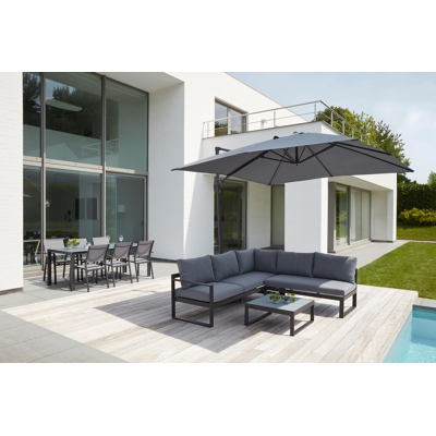 Calpe hangparasol in grijs aluminium met polyester parasoldoek - (zonder voet)