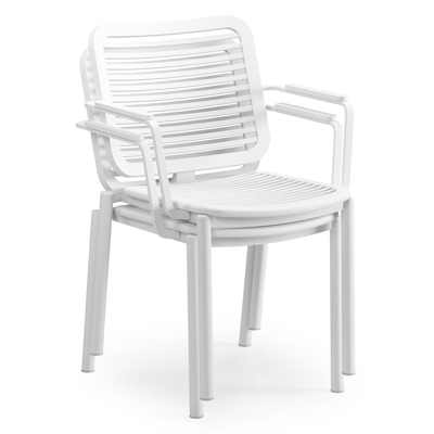 Fano stapelbare tuinstoel in wit aluminium