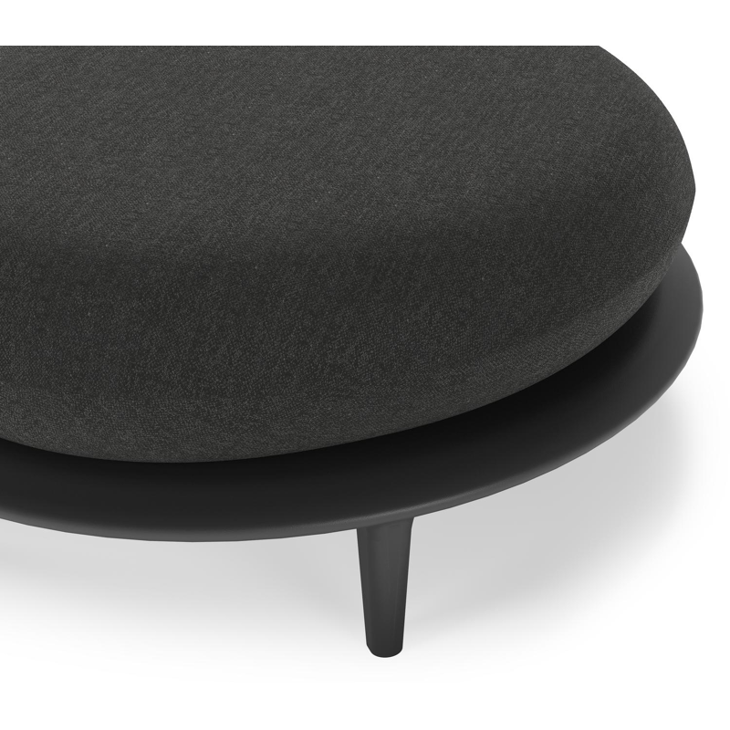 Bomero poef in zwart aluminium met chartres sooty all weather sunbrella® luxe kussen