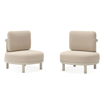 Ensemble de 2 fauteuils de jardin Lindo en aluminium beige et coussins en Weather+ Softtouch Rustic