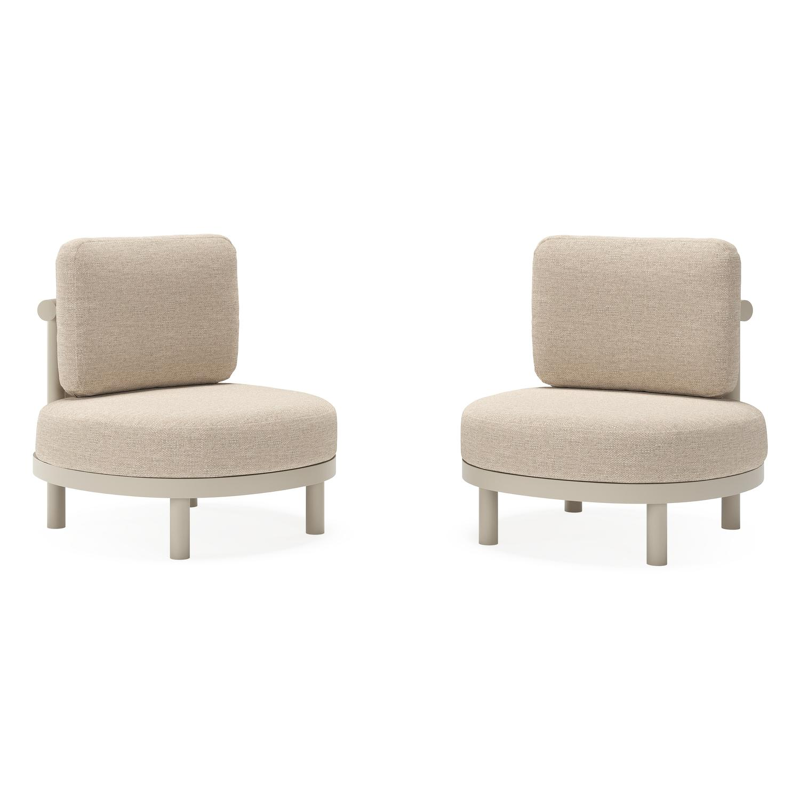 Ensemble de 2 fauteuils de jardin Lindo en aluminium beige et coussins en Weather+ Softtouch Rustic