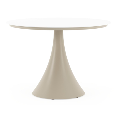 Fano tuintafel rond in beige aluminium en volkeramiek Arctic White - Dia. 110 x H 75 cm