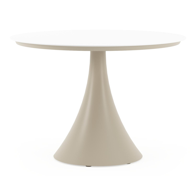 Fano tuintafel rond in beige aluminium en volkeramiek Arctic White - Dia. 110 x H 75 cm
