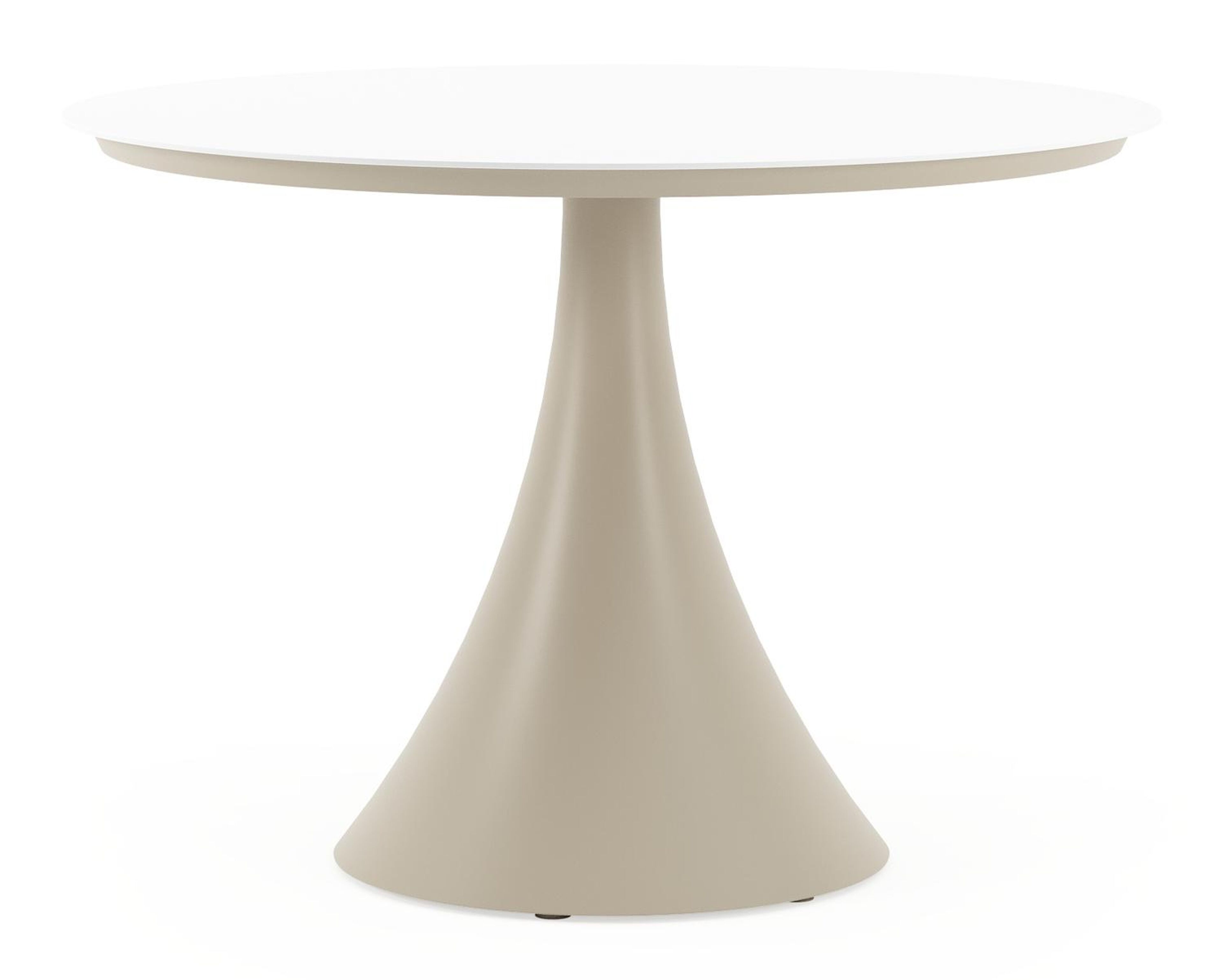 Fano tuintafel rond in beige aluminium en volkeramiek Arctic White - Dia. 110 x H 75 cm