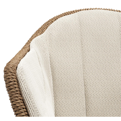 Pagino tuinstoel in wit aluminium en bruin ronde wicker met kussen in lopi marble all weather sunbrella® luxe