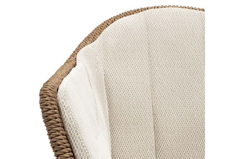 Pagino tuinstoel in wit aluminium en bruin ronde wicker met kussen in lopi marble all weather sunbrella® luxe