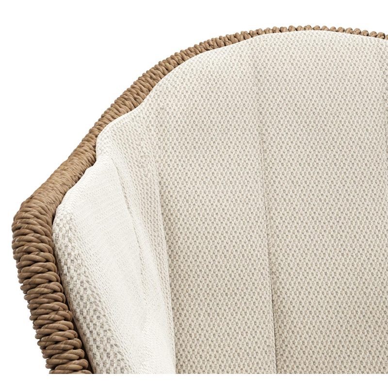 Pagino tuinstoel in wit aluminium en bruin ronde wicker met kussen in lopi marble all weather sunbrella® luxe