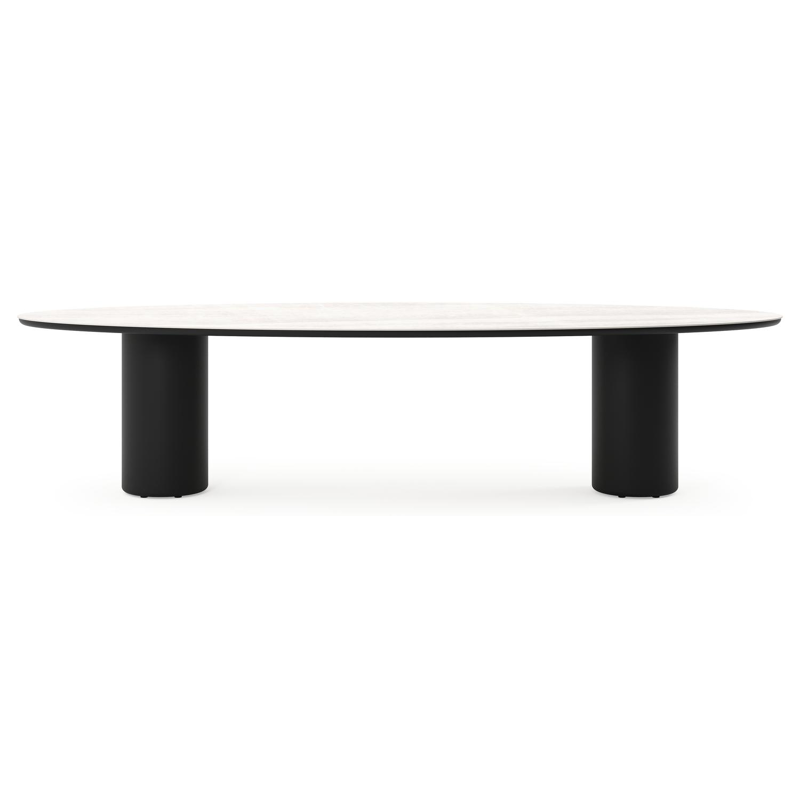 Table de jardin Amico oval en aluminium noir et céramique pleine Taj Mahal - Lg. 320 x Lrg. 130 x Haut. 73.5 cm