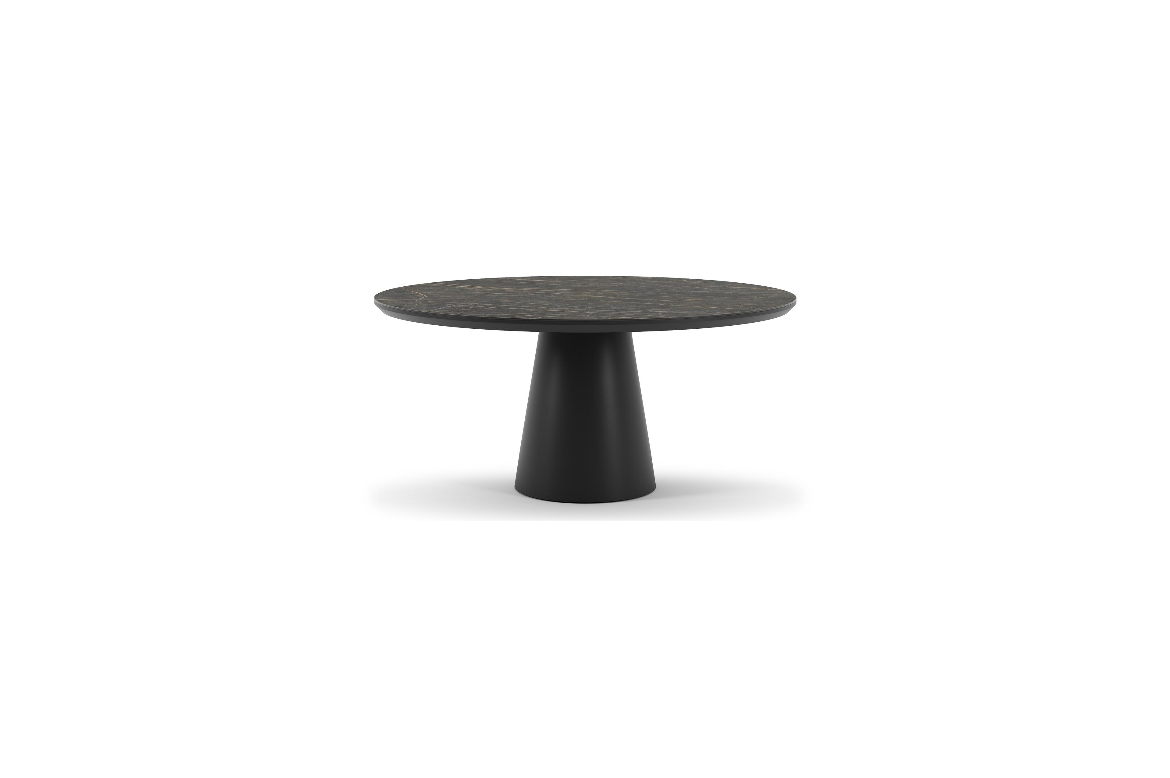 Table de jardin Donato en aluminium noir et céramique pleine black obsession - Dia. 148 x H 76 cm