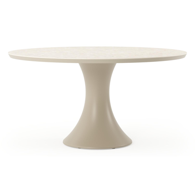 Table de jardin Fano ronde en aluminium beige et céramique pleine Retrostone Diam. 148 x Haut. 74 cm