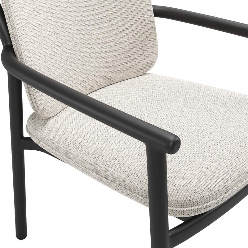 Bono stapelbare tuinstoel in zwart aluminium met stoelkussen in All Weather Solica Firenze Natural