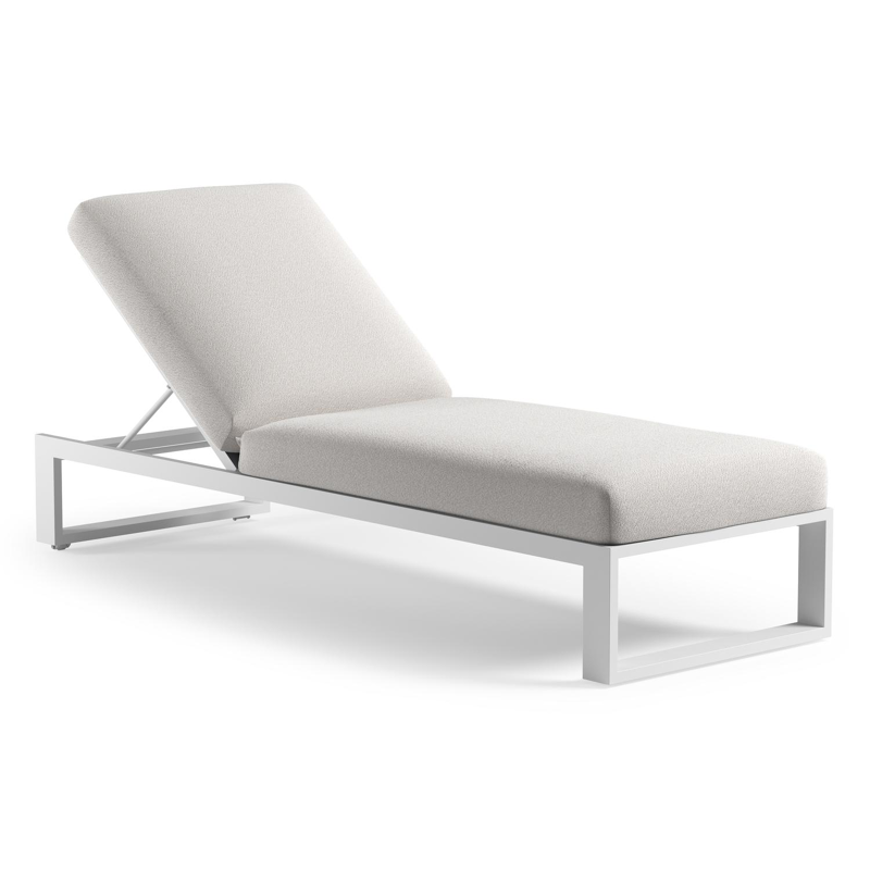 Chaise longue réglable Verato en aluminium blanc et coussin en all weather Solica soul optik