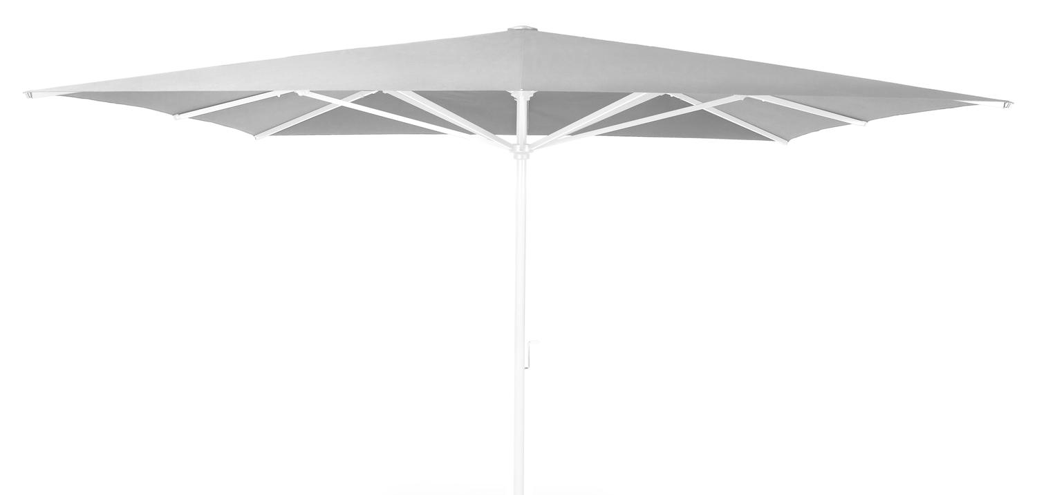 Solino staanparasol in wit aluminium met grijs all weather sunbrella® premium parasoldoek - L1 400 x L2 400 cm (zonder voet)