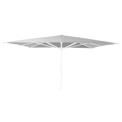 Parasol droite Solino en aluminium blanc avec toile de parasol en sunbrella® gris - Larg 1 400 x Larg 2 400 cm (sans pied de parasol)