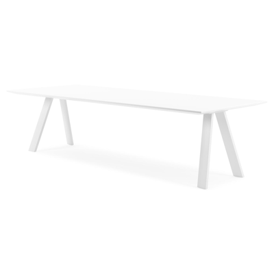 Table de jardin Cesano en aluminium blanc et céramique pleine arctic white - Lg 280 x Larg. 110 x H 75 cm