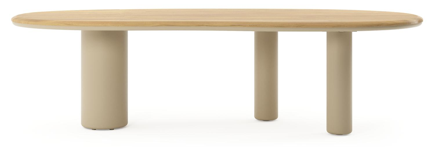 Amico tuintafel organisch in beige aluminium en teak - L 280 x B 120 x H 73.5 cm