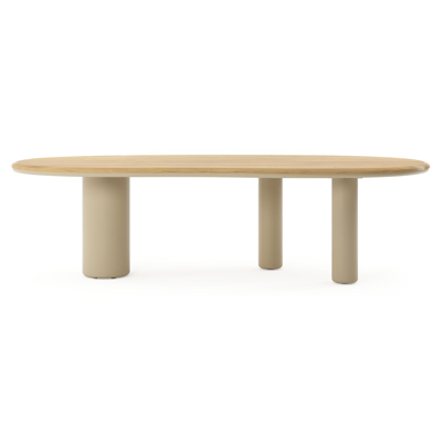 Amico tuintafel organisch in beige aluminium en teak - L 280 x B 120 x H 73.5 cm
